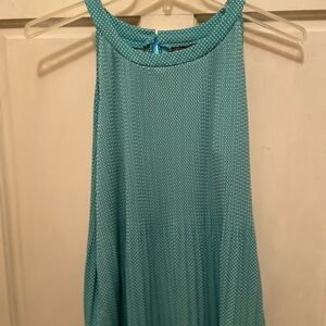 Adrianna Papell Teal Sleeveless Polka Dot Top